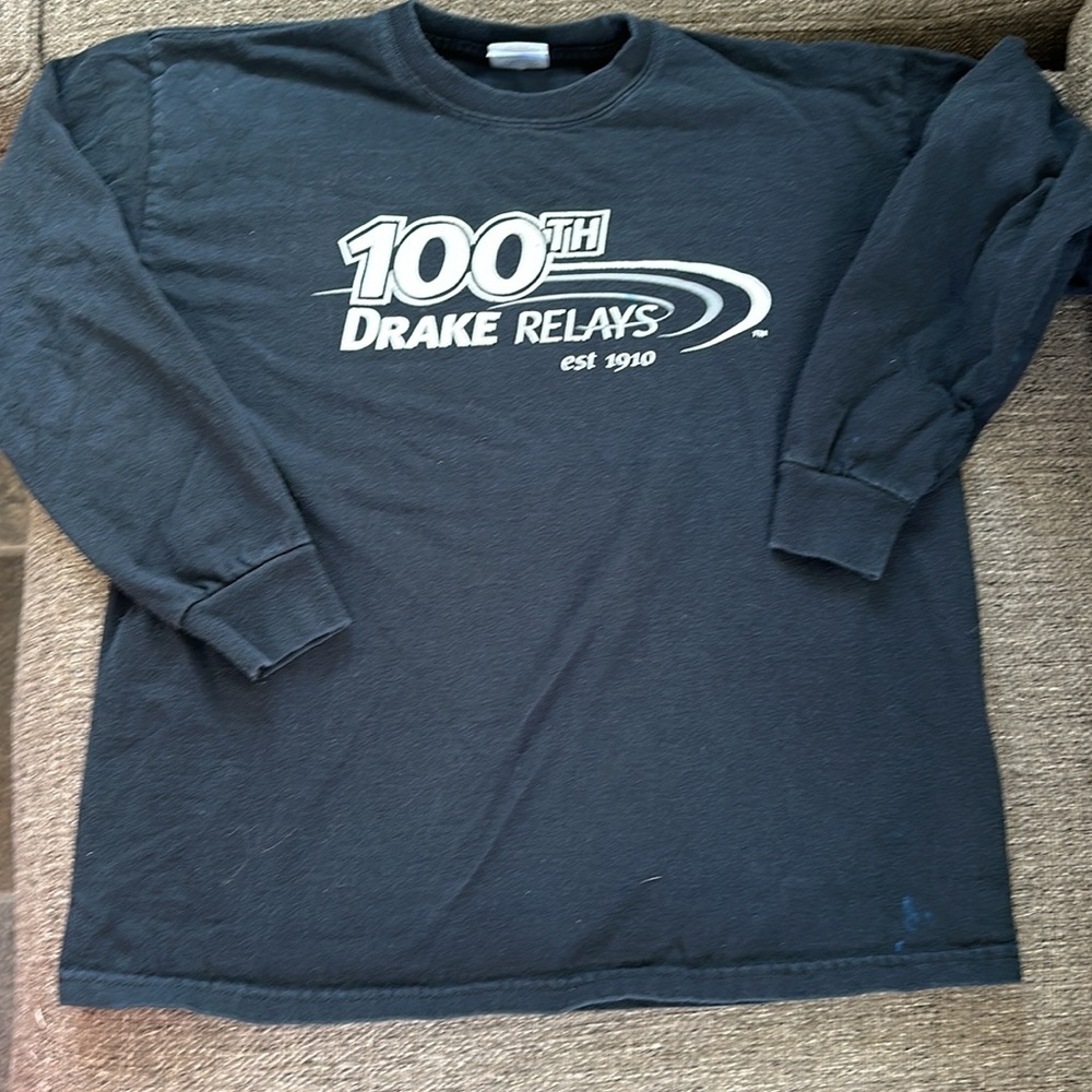 Drake University Relays Boys Black 100th Anniversary LS Tee Large